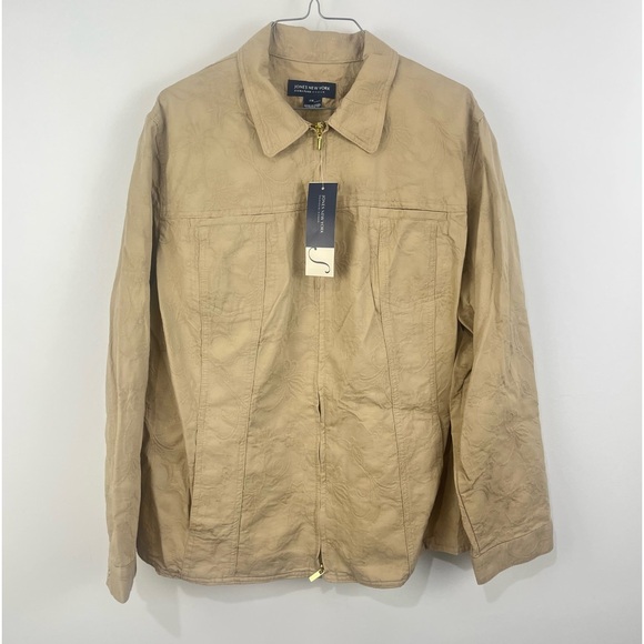 Jones New York Jacket Floral Khaki Cotton Sz 3X Plus NWT - Picture 1 of 16